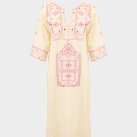 Chantal Long Dress in Ecru Coral